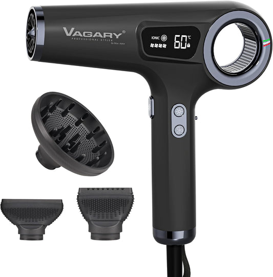 VAGARY Secador de pelo iónico de alta velocidad con difusor, 110000...
