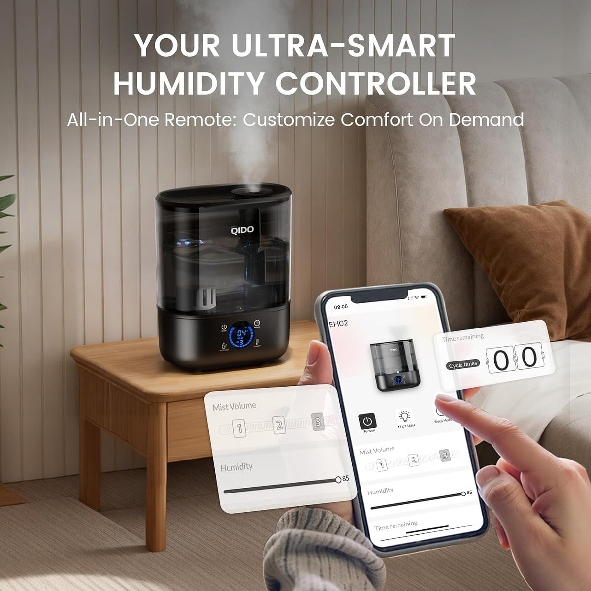 COMHOMA Humidificadores de llenado superior para dormitorio, tanque...