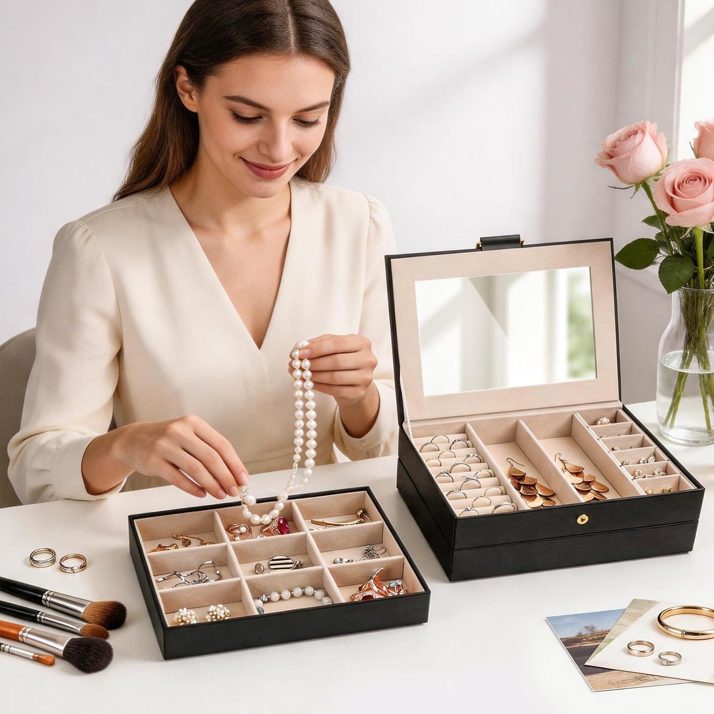 Bandejas apilables para organizar joyas, organizador de cajones de...