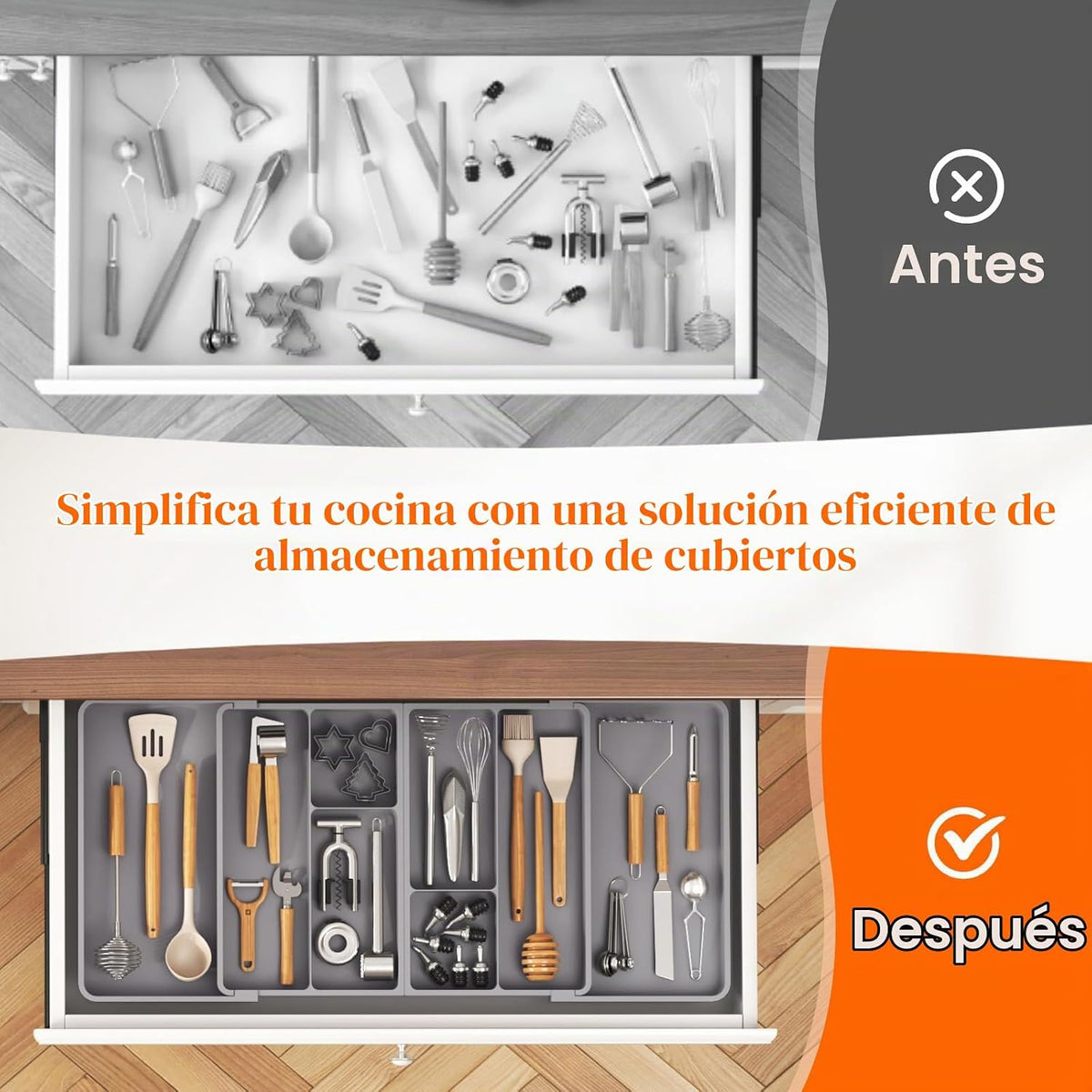 Lifewit Organizador de utensilios expandible para cajón de cocina,...