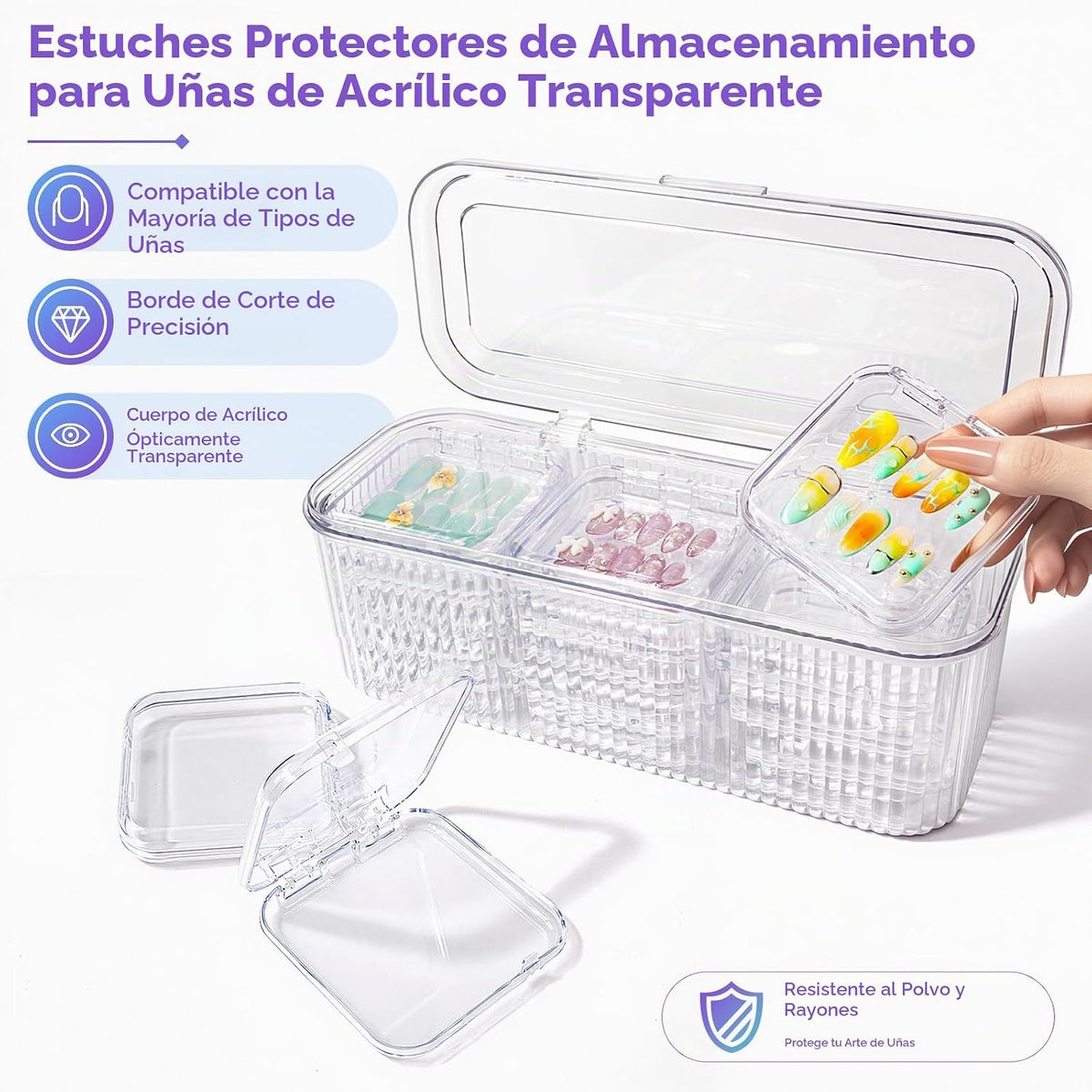 Juego de organizador de almacenamiento de uñas a presión, 15 fundas...