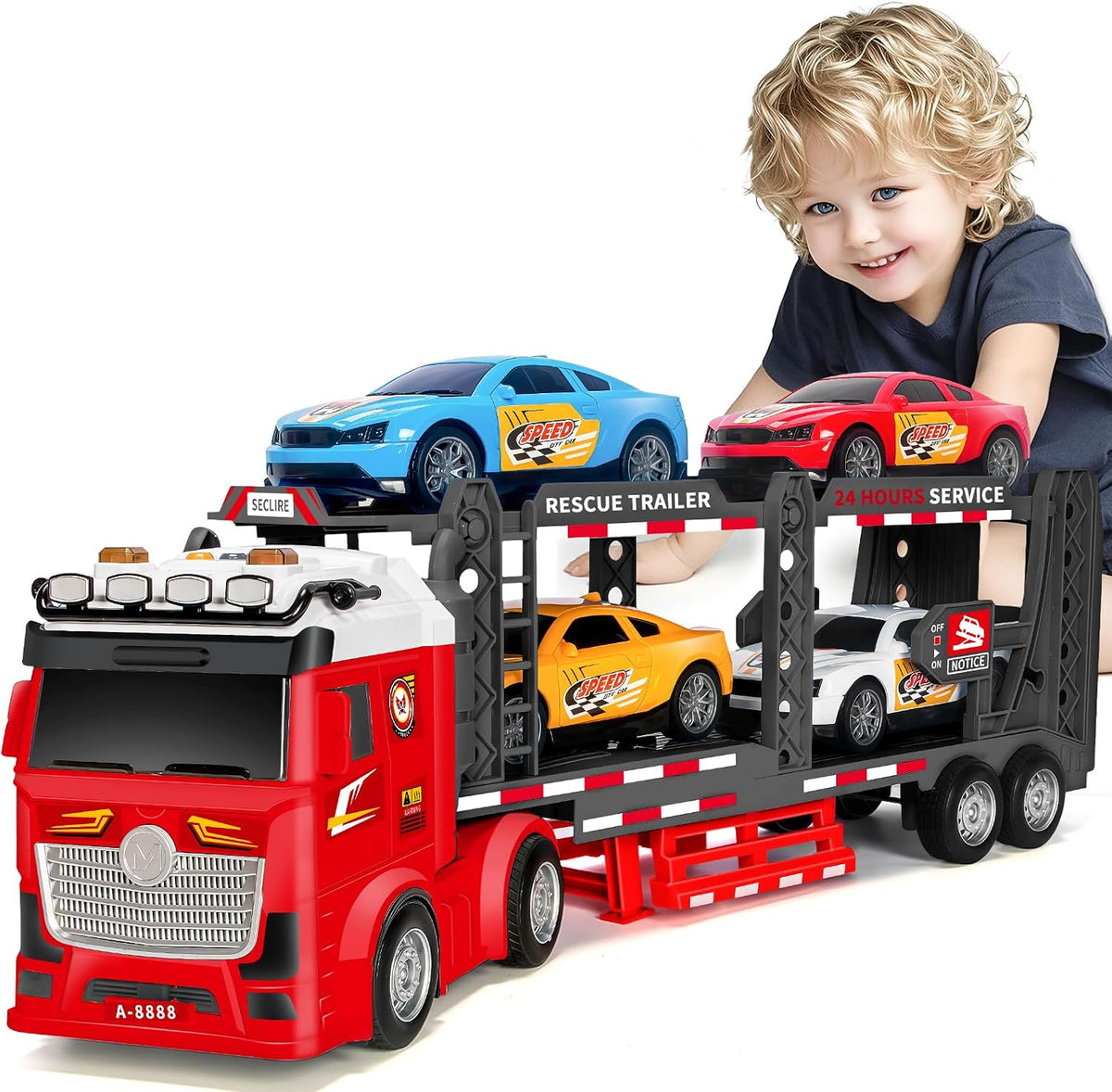 Juguetes para niños de 3, 4, 5, 6, 7 años, camión de carreras de do...