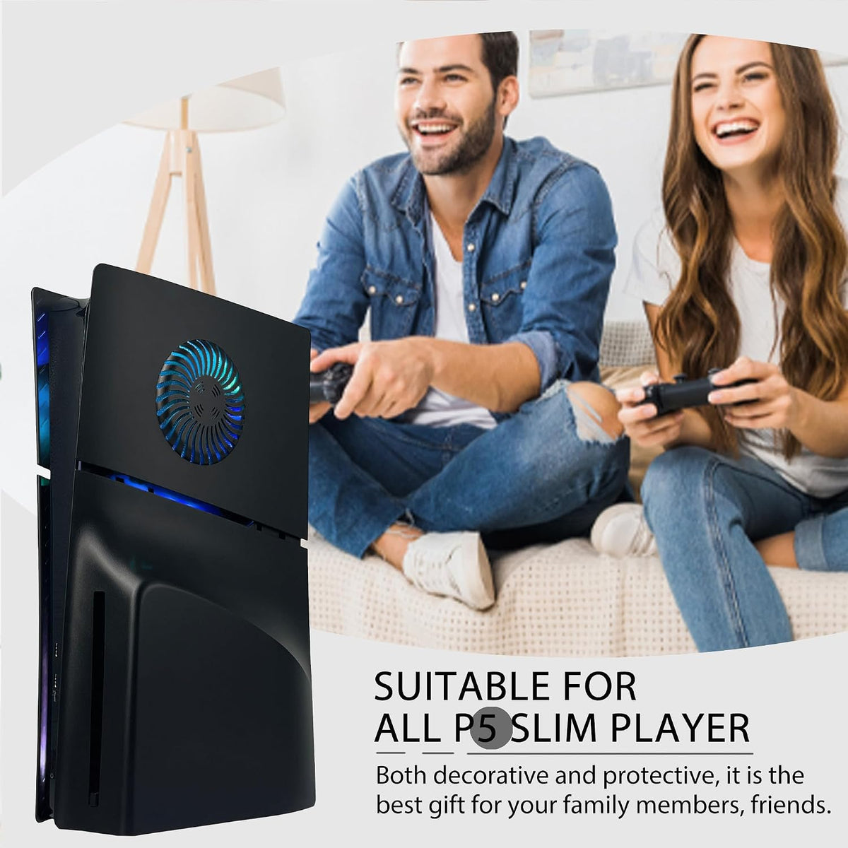 Placa Frontal para PS5 Slim Disc Edition con Tira de Luz RGB y Filt...