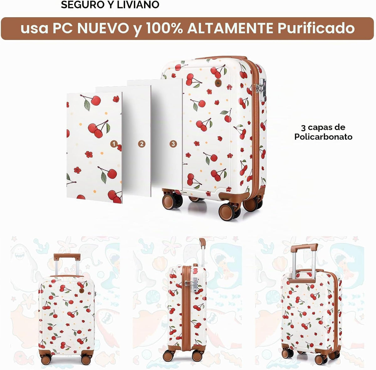 Somago Juego de equipaje para niños con mochila para niños y niñas,...