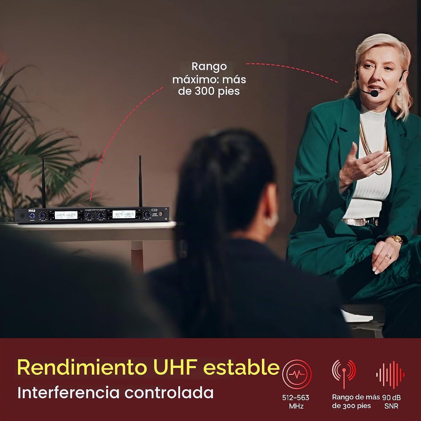 Pyle Sistema de micrófono inalámbrico UHF de 4 canales con 4 micróf...
