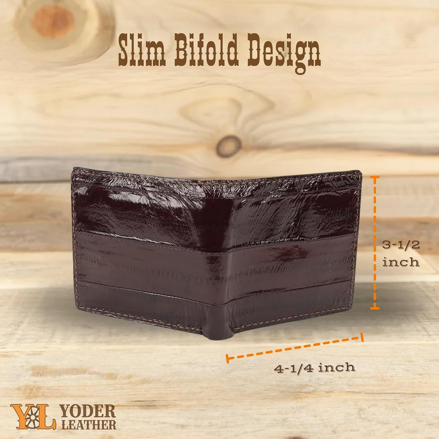Yoder Leather Company Cartera plegable de piel auténtica de la angu...