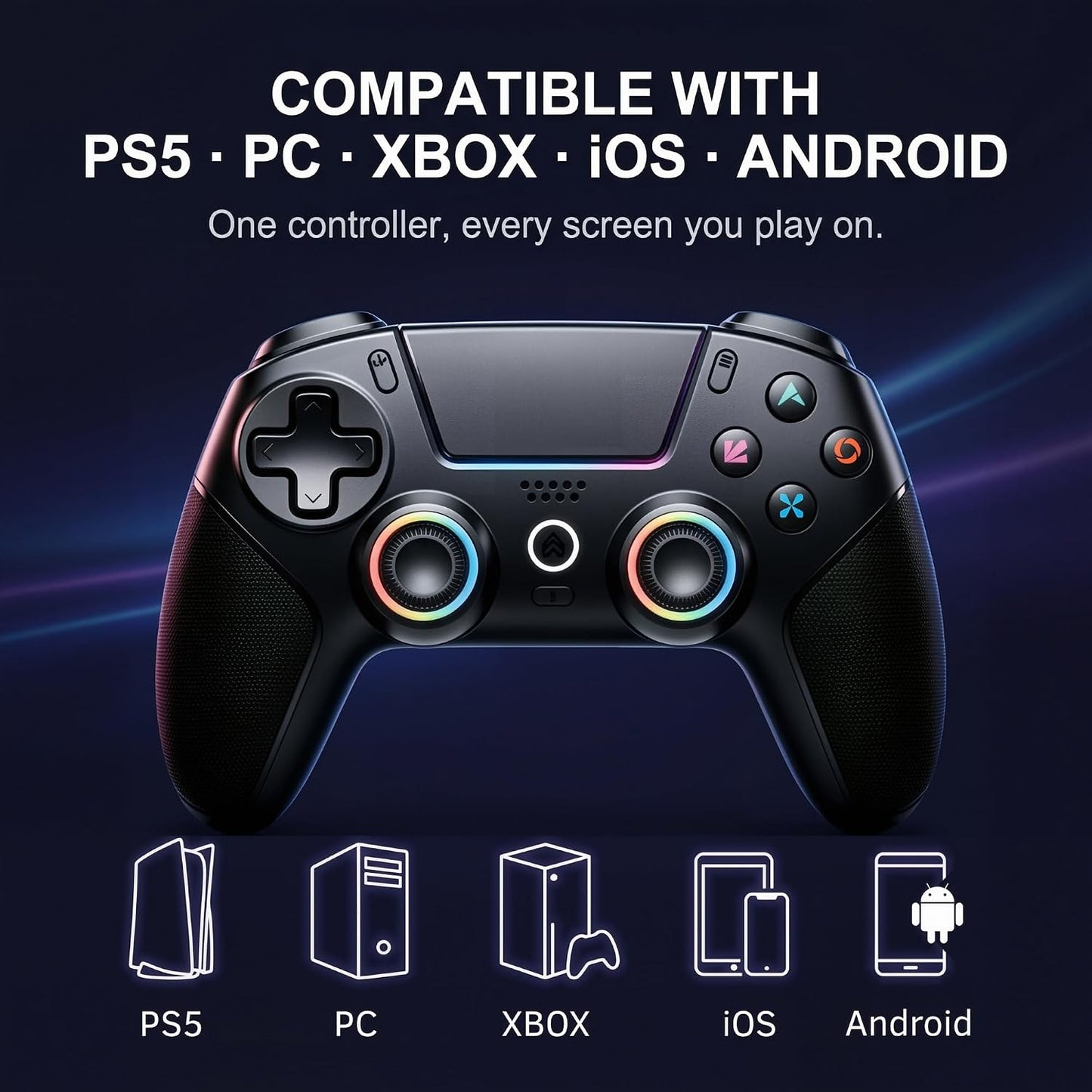 PLAYVORA Mando Inalámbrico Gaming compatible con PS5, PC, Xbox, iOS...