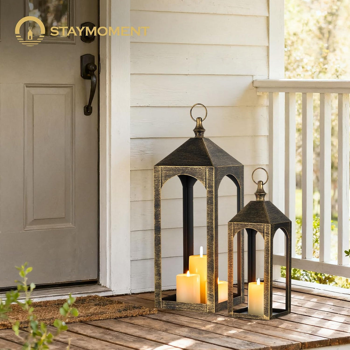 Staymoment Farol grande de piso para exteriores de 24 y 17 pulgadas...