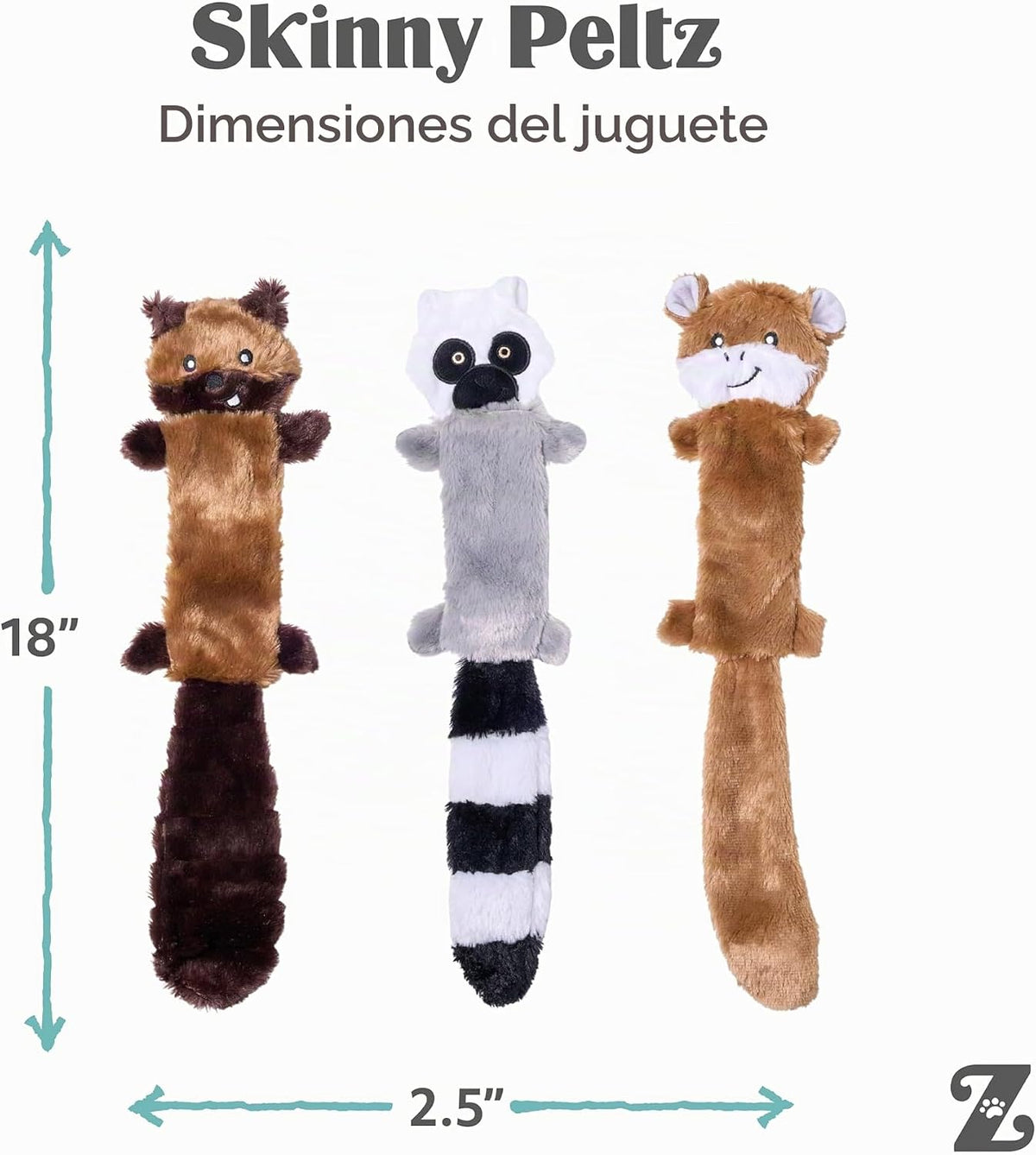 ZippyPaws - Peltz Skinny - Juguete de peluche para perro, sin relle...
