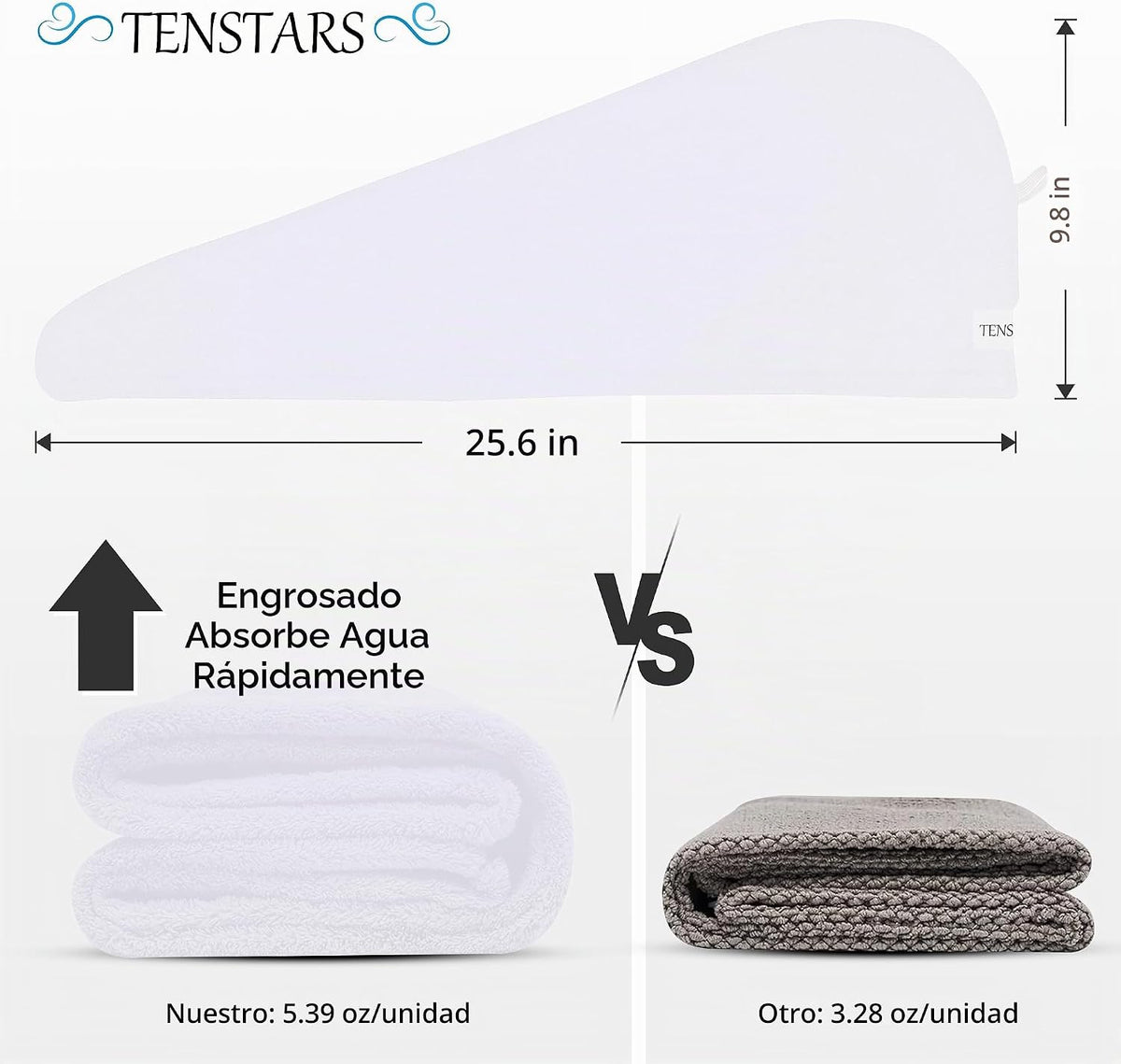 TENSTARS Paquete de 5 toallas envolventes de microfibra gruesa para...