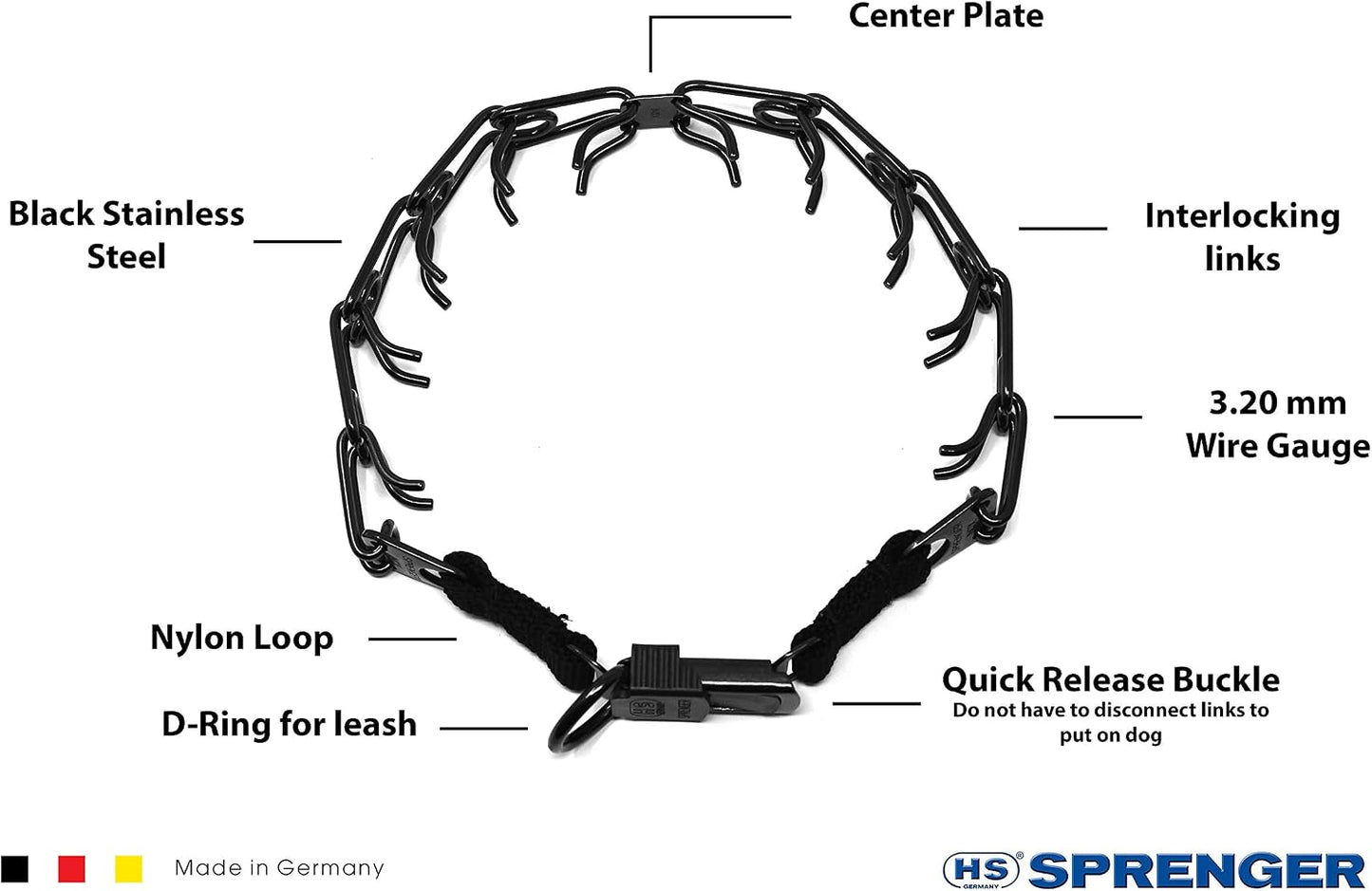 Herm Sprenger Collar de entrenamiento para perros de acero inoxidab...