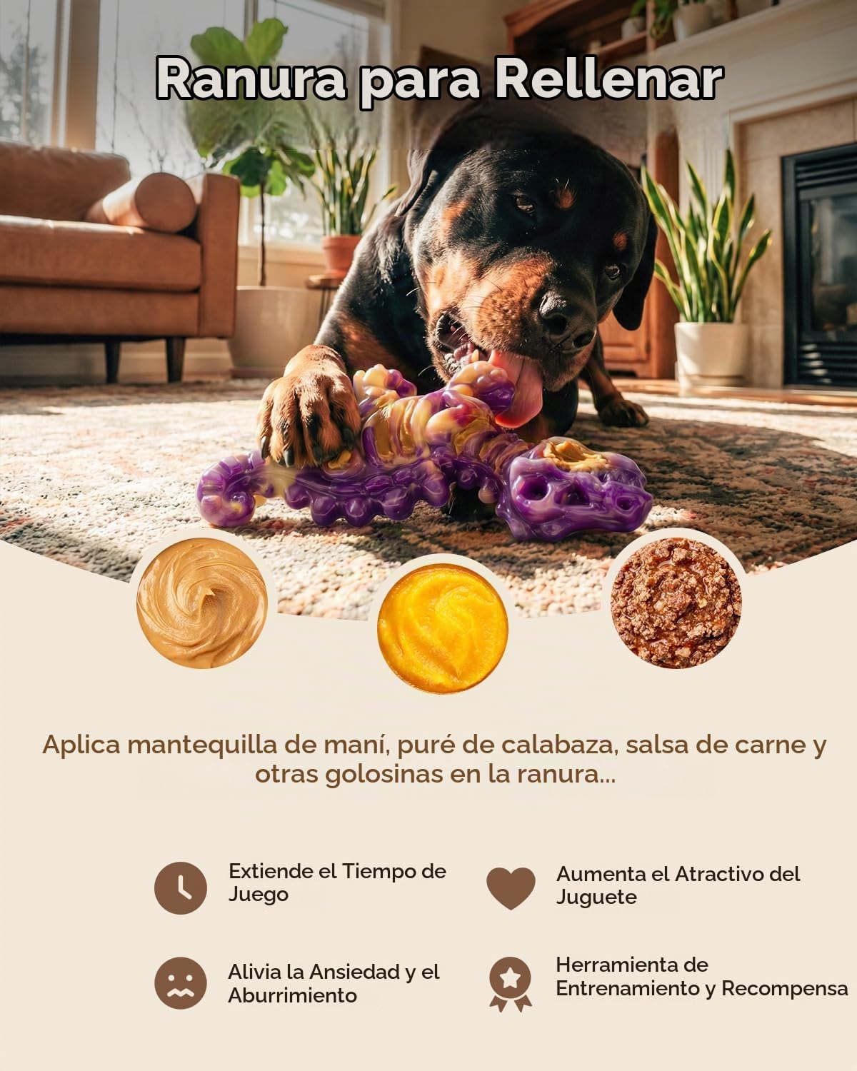 DinoBone Paquete de 2 juguetes masticables para perros resistentes...