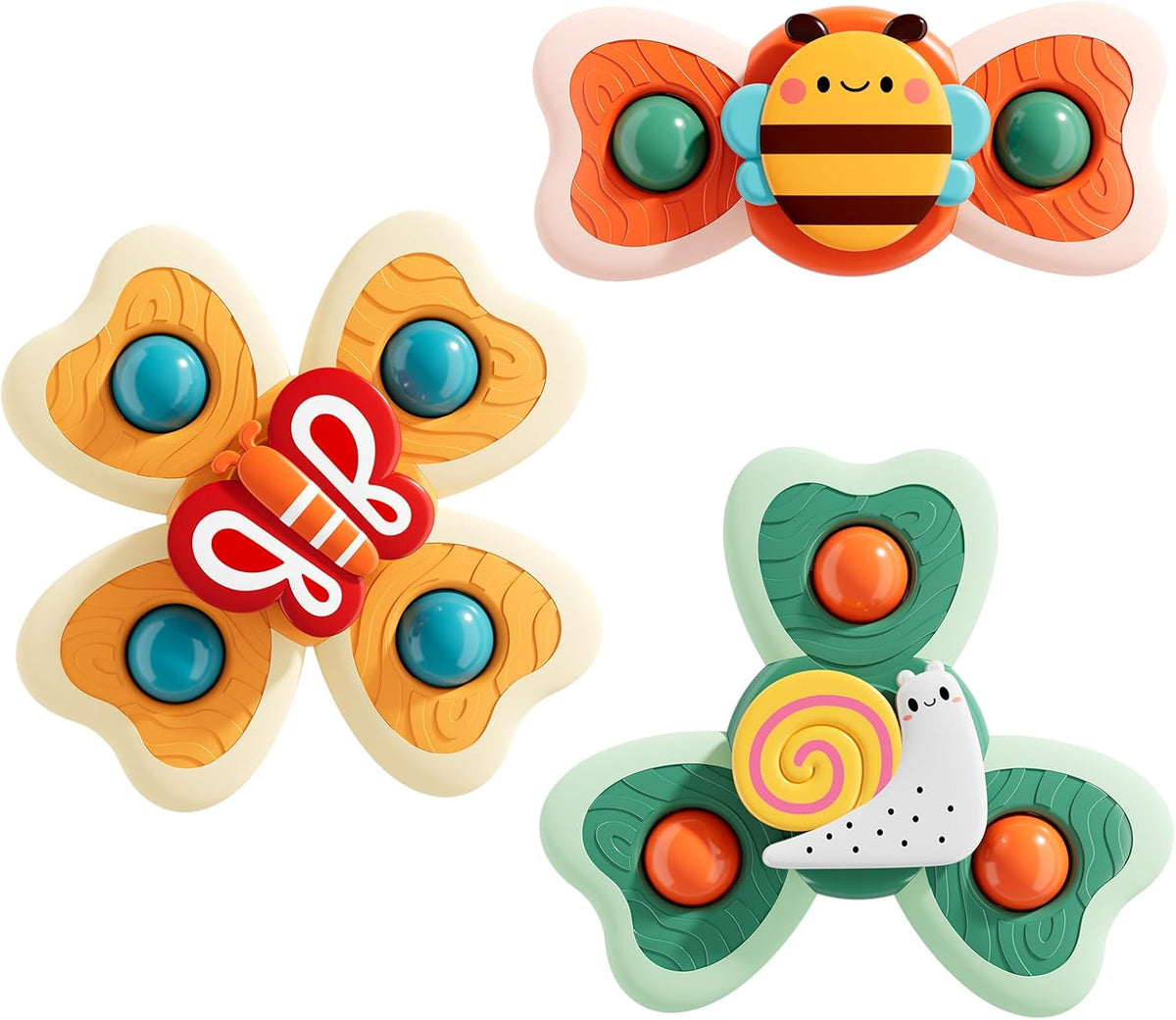 3 piezas Juguetes giratorios de ventosa para niños y niñas de 1 a 2...