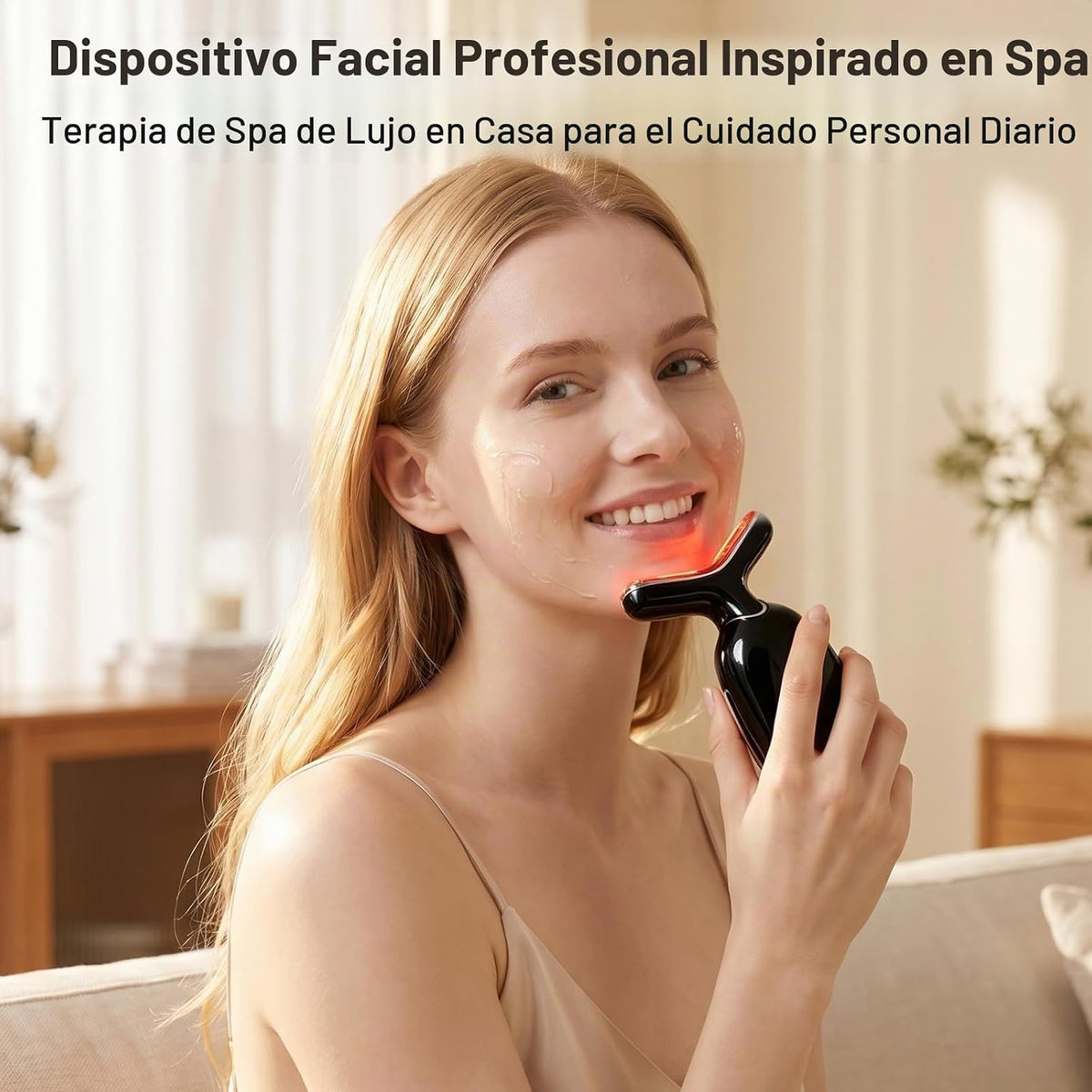 Dispositivo de belleza facial de microcorriente, terapia de luz roj...