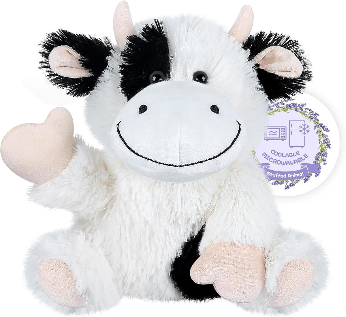 SuzziPals Peluche de vaca calentable y refrigerable, almohadilla té...