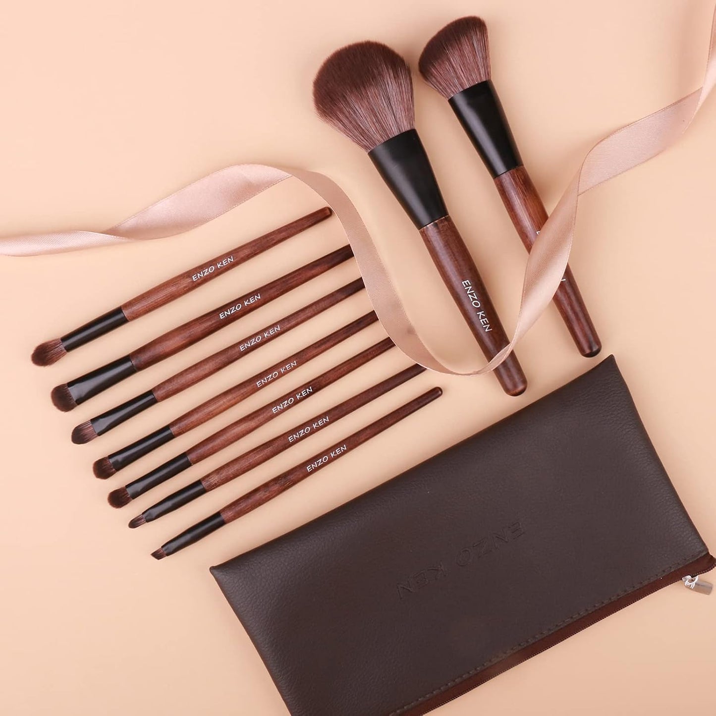 Juego de brochas de maquillaje de bambú profesional, juego de broch...