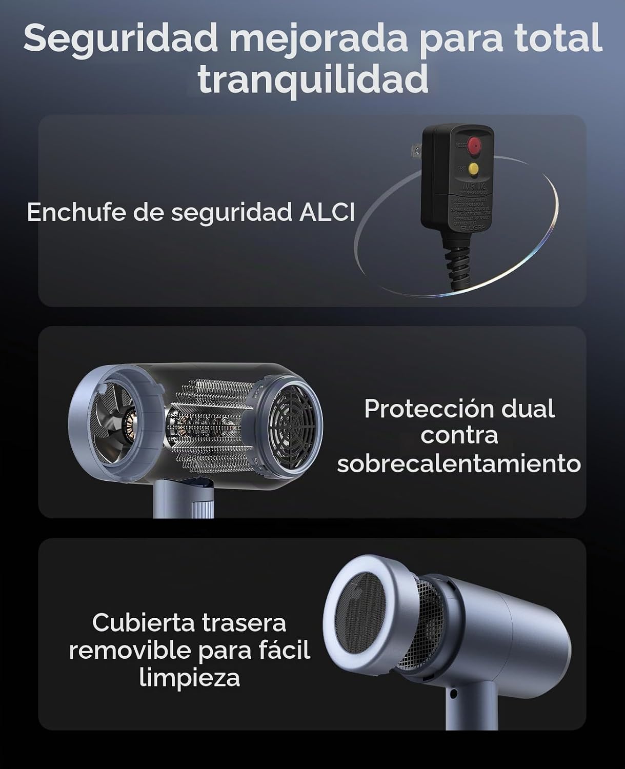 CONFU Secador de pelo con difusor, secador de pelo para mujer, seca...