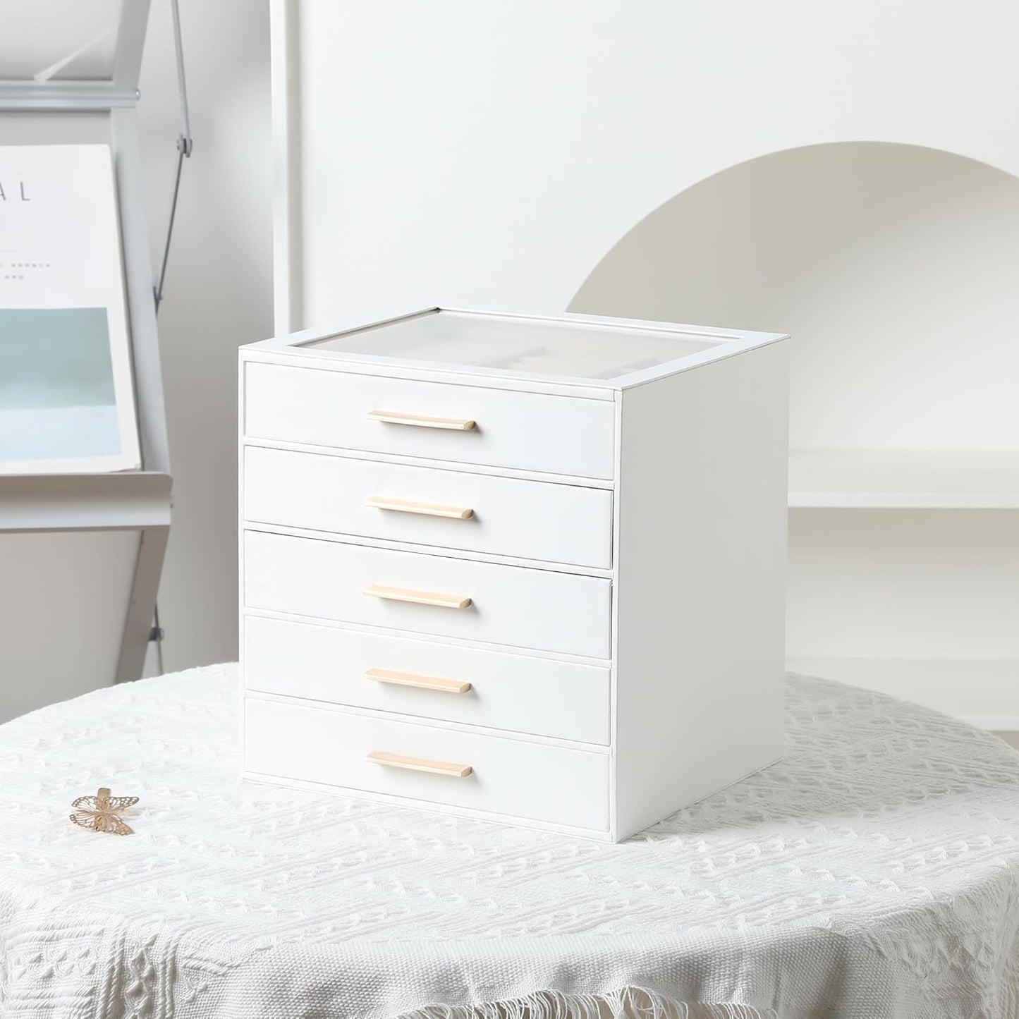 Caja de joyería Frebeauty con tapa transparente, organizador de joy...