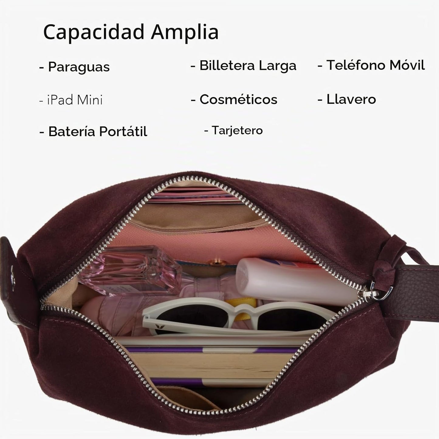 DONNAIN Bolsos cruzados de piel de ante premium para mujer y bolso...