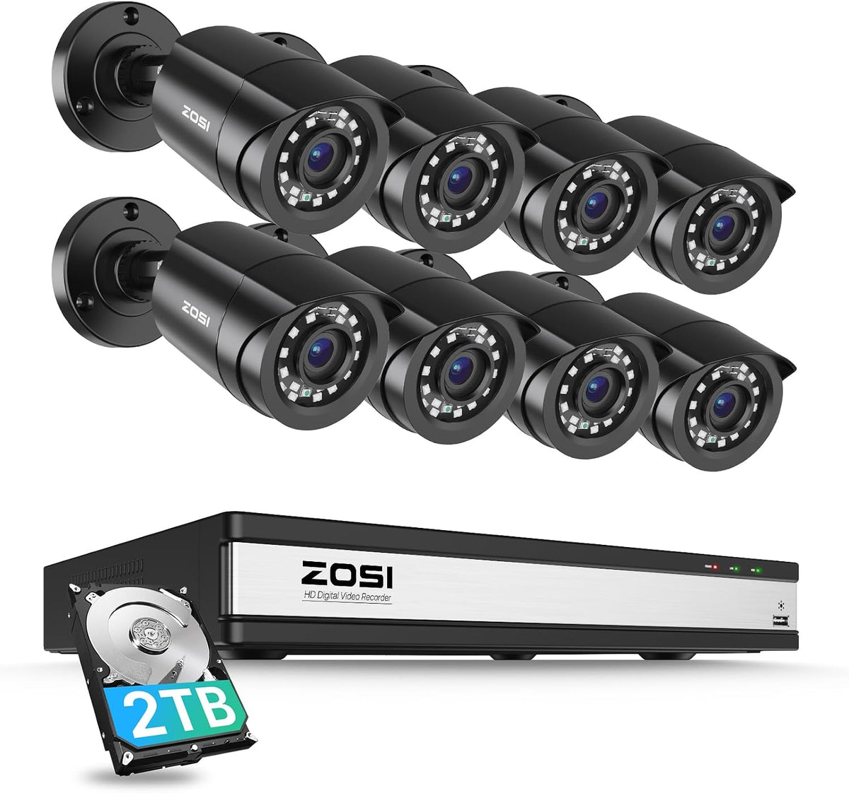 ZOSI Sistema de cámaras de seguridad 3K Lite de 16 canales con dete...