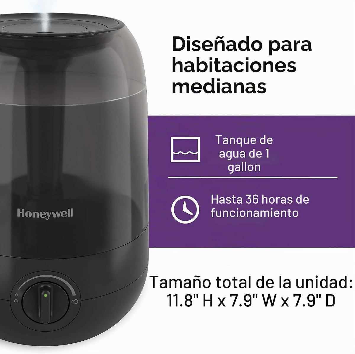 Honeywell Ultra Comfort Humidificador de niebla fría, sin filtro, f...