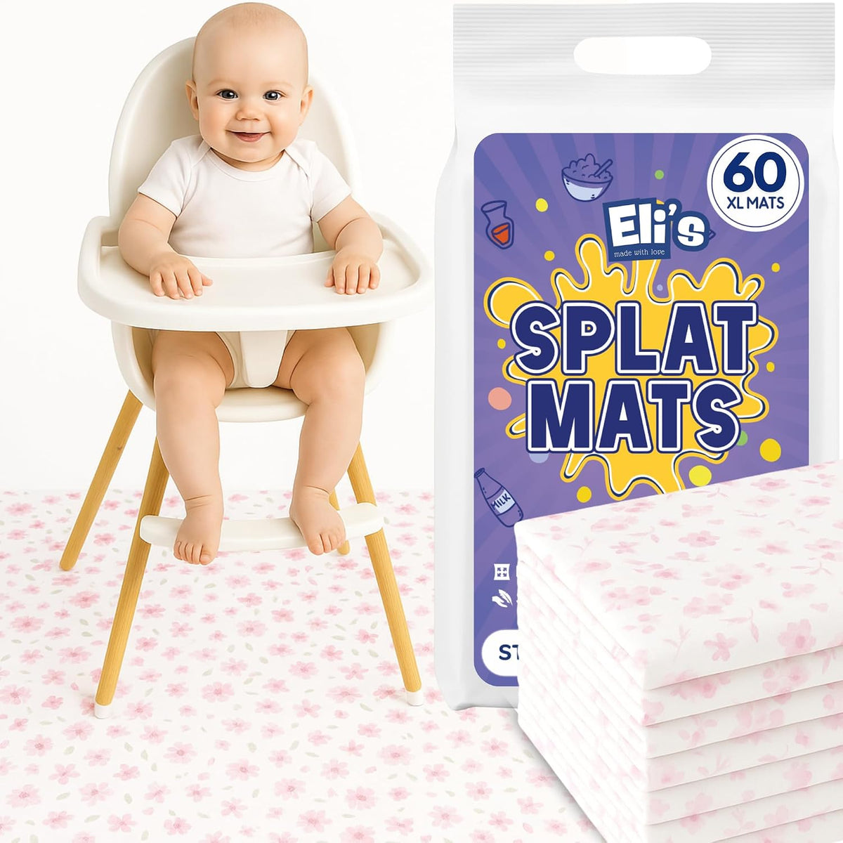 Paquete de 60 alfombrillas desechables para salpicaduras de Eli wit...