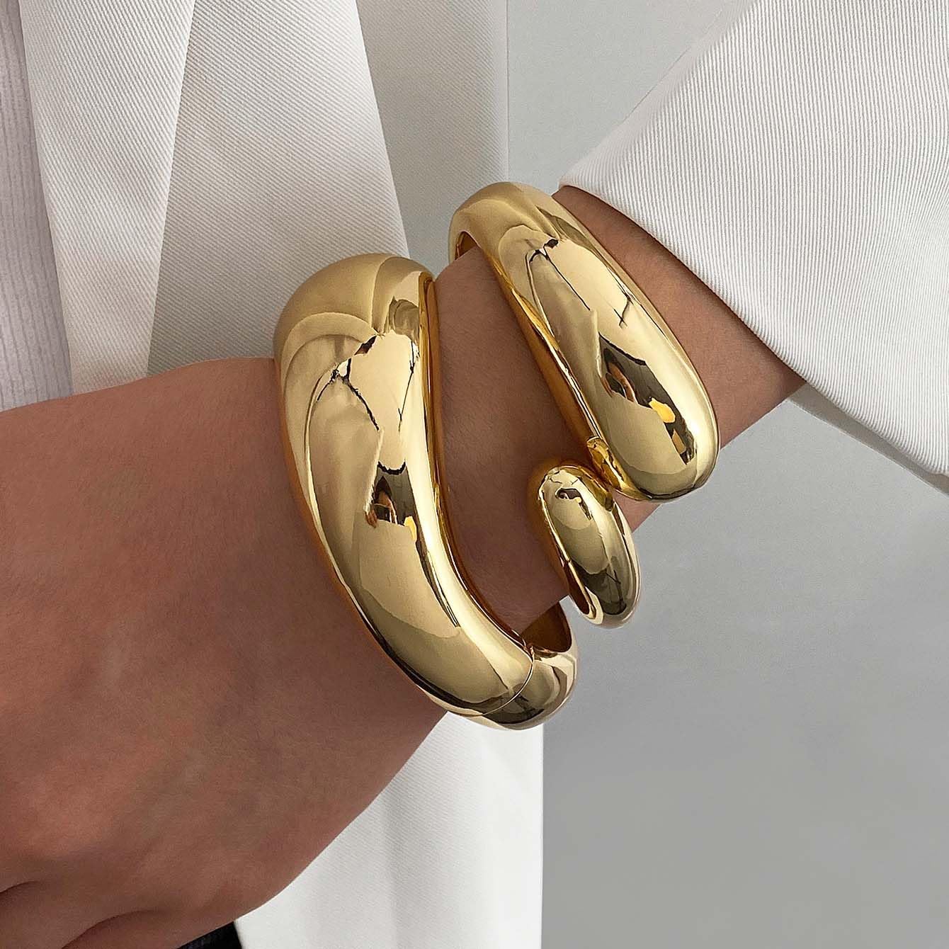 MTINAPS Brazalete de oro para mujeres y adolescentes, pulsera de mo...