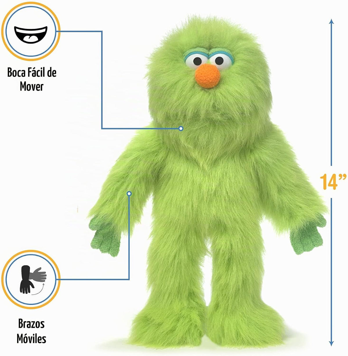 Monstruo verde, marioneta de mano de 14"