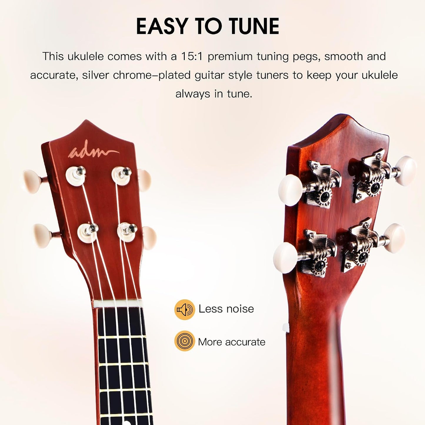ADM Ukulele para principiantes, kit de ukulele de madera hawaiana p...