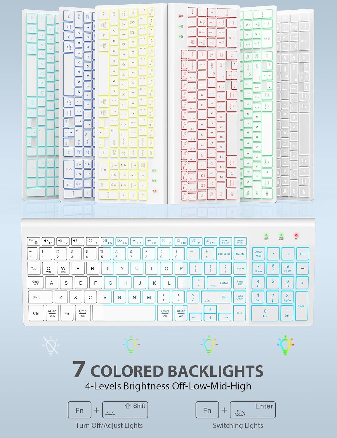 SABLUTE Combo de teclado y mouse inalámbricos retroiluminados, tecl...