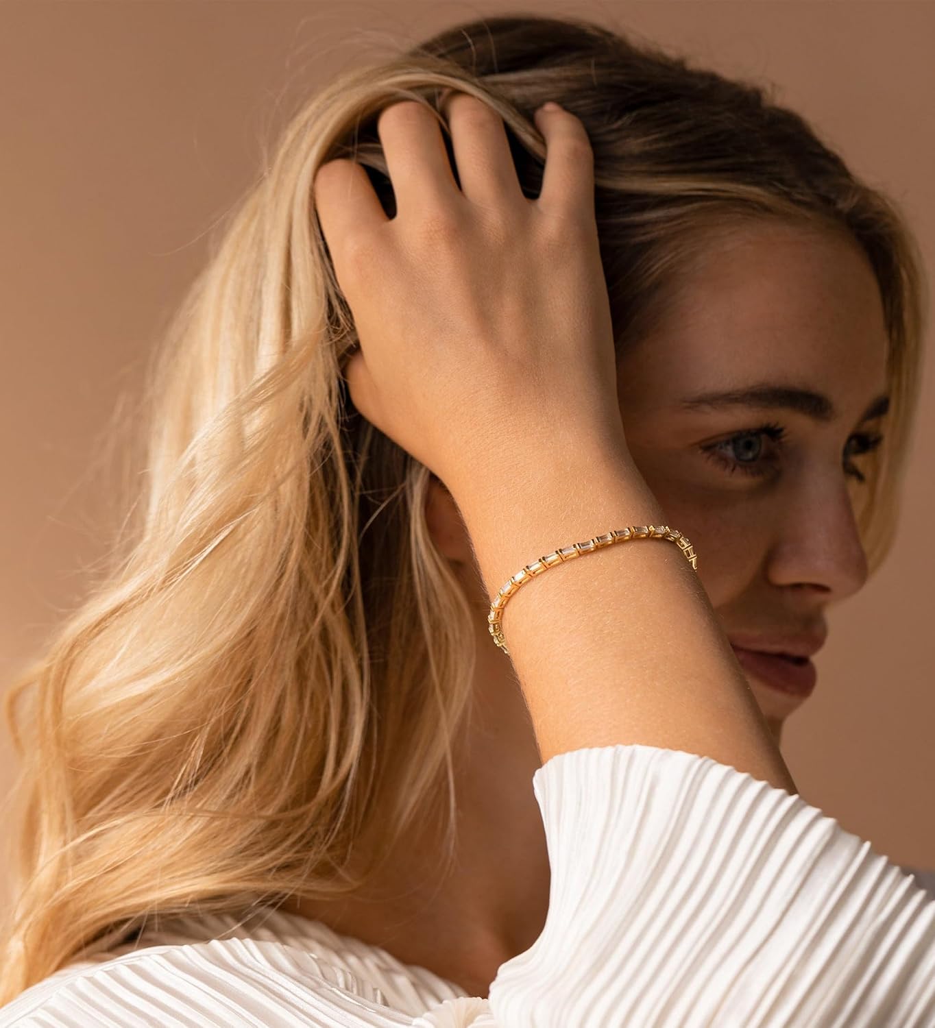 Pulseras de oro simples y delicadas para mujer, juego de pulseras d...