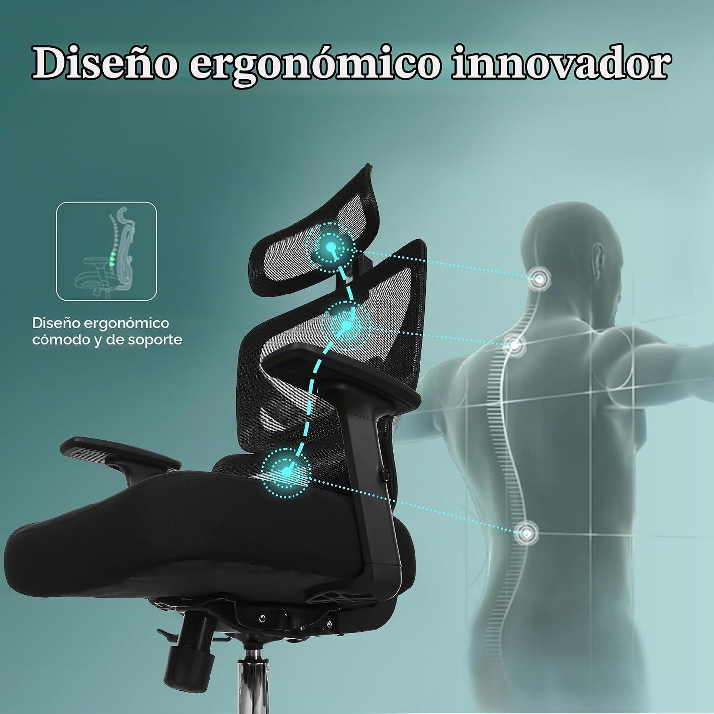 VECELO Silla de oficina ergonómica de respaldo alto, silla de escri...