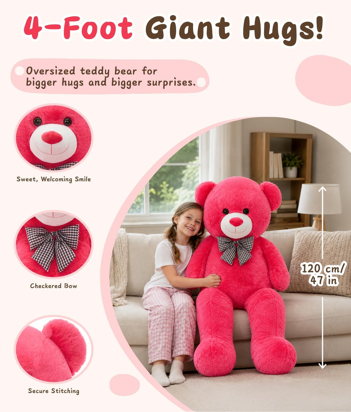 MaoGoLan Oso de peluche de 47 pulgadas, Meifenhong