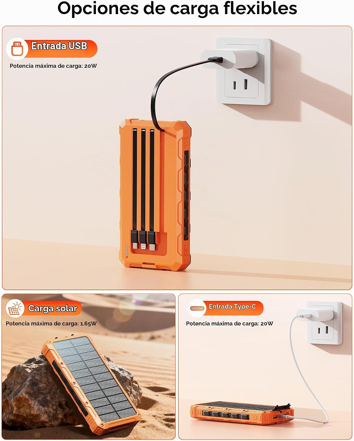 Batería externa portátil del banco 20000mah del poder del cargador...