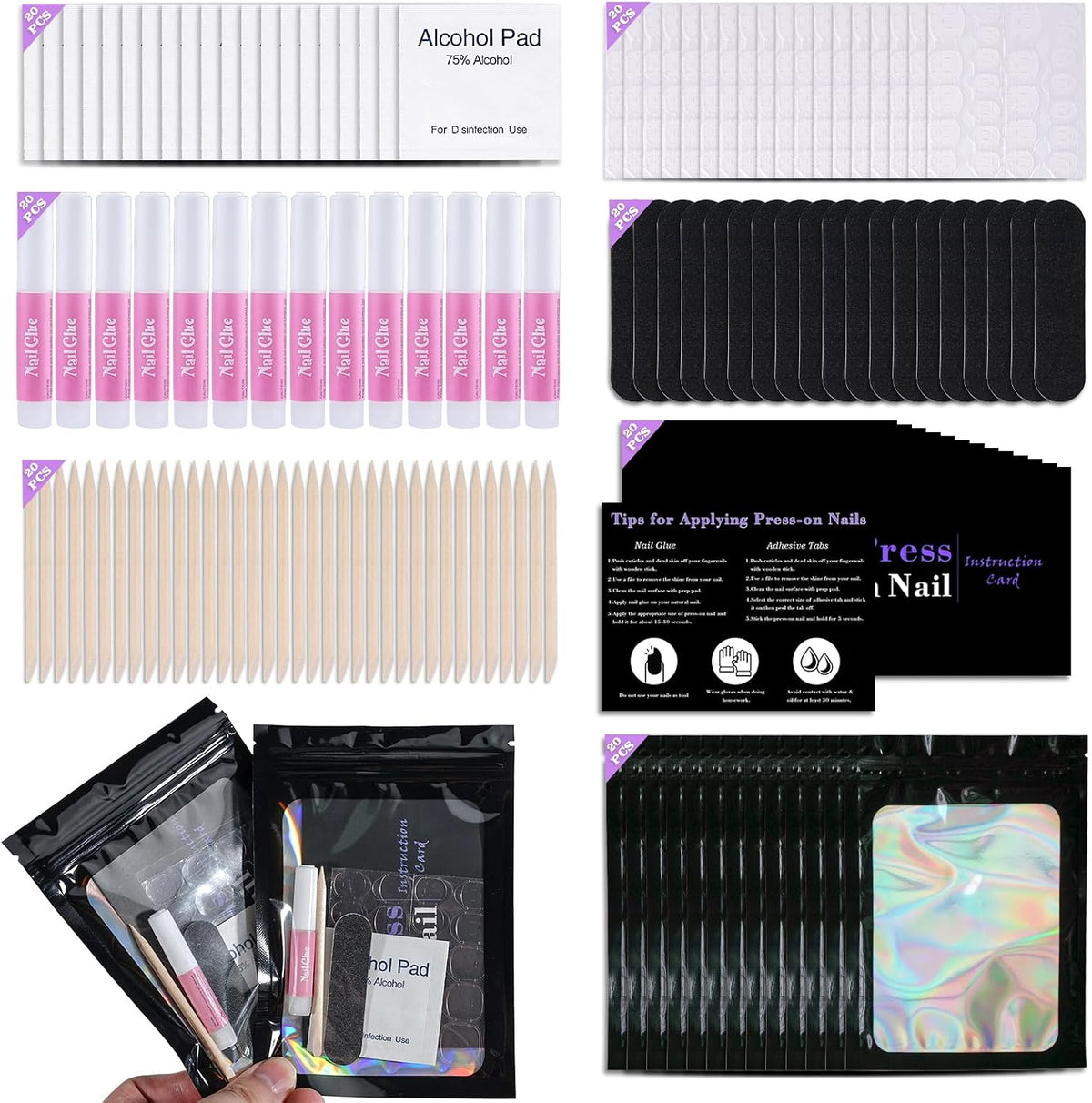 Kits de suministros desechables para uñas, kit profesional de herra...