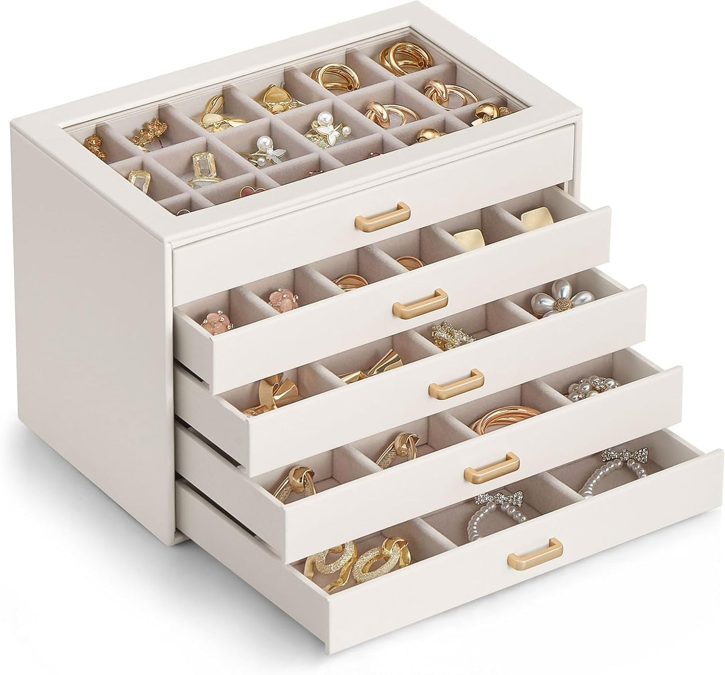 Organizador de pendientes Lolalet, joyero con tapa transparente -Be...