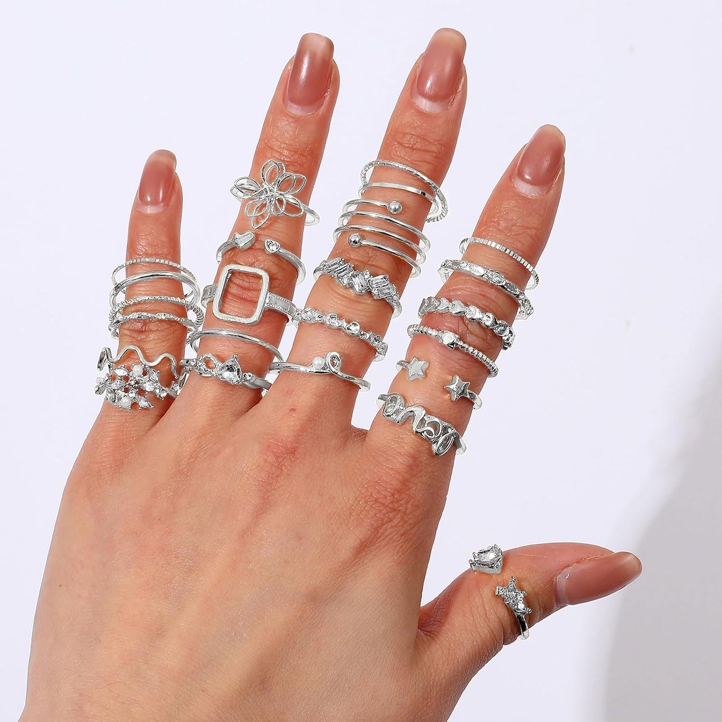 CHICUTIE Juego de anillos dorados para nudillos para mujeres, apila...