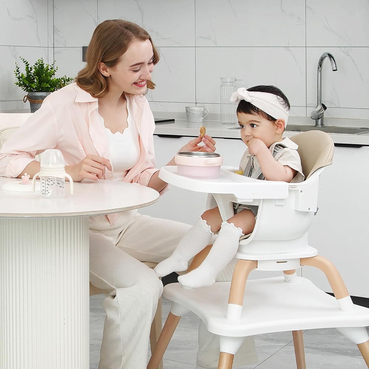 Komcot Silla alta para bebé, sillas altas convertibles 7 en 1 para...