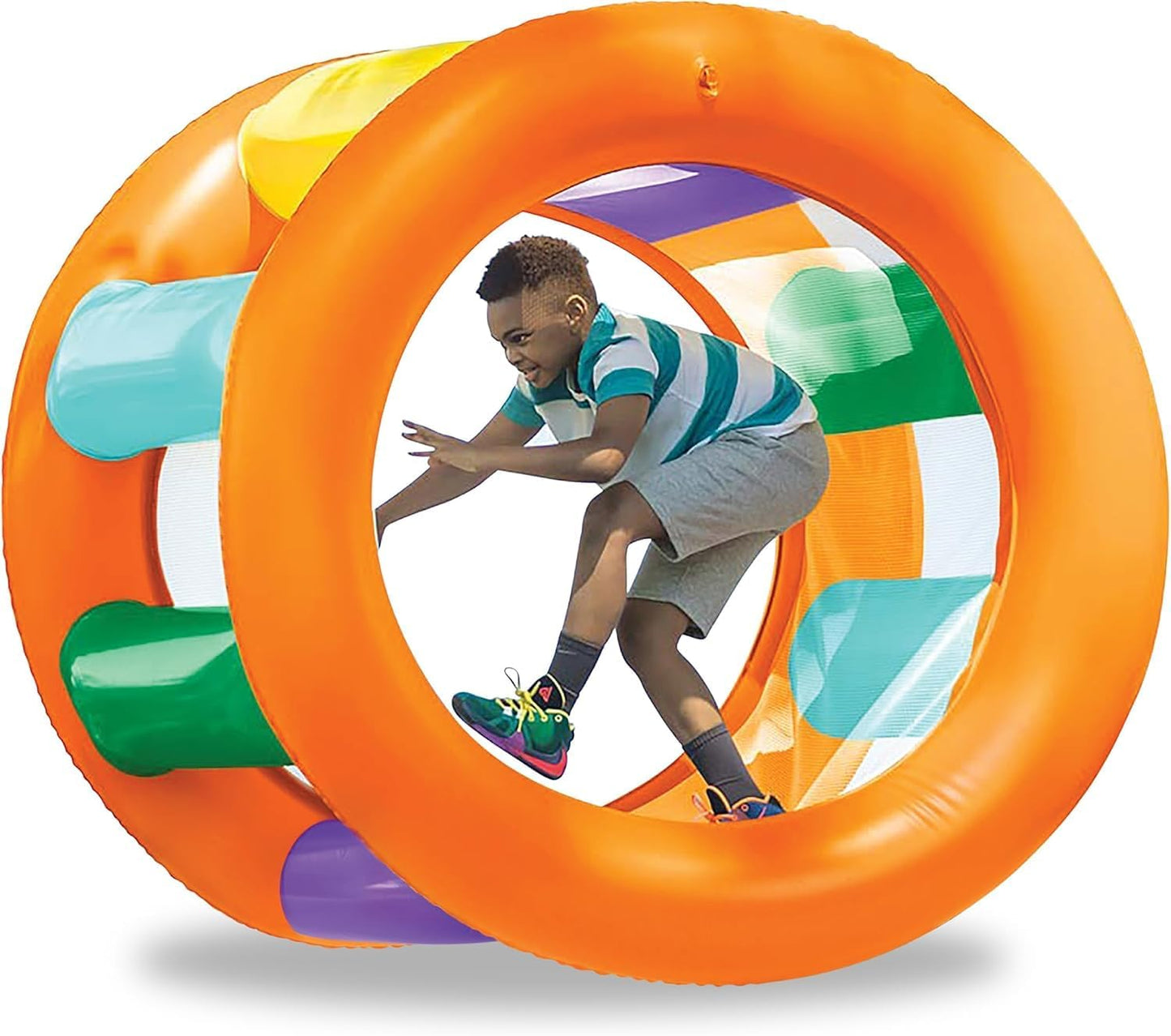 HearthSong Rodillo inflable gigante de tierra arcoíris 2.0 con inte...