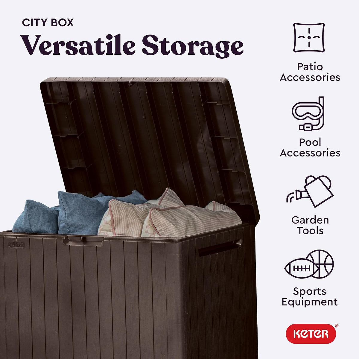 Caja Keter City de resina, 30 galones, para almacenamiento al aire...