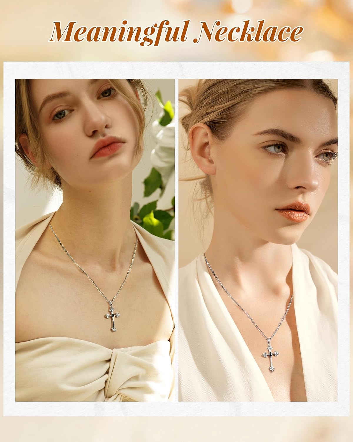 Collar de cruz ACECHA para mujer | Collar colgante de fe de plata c...