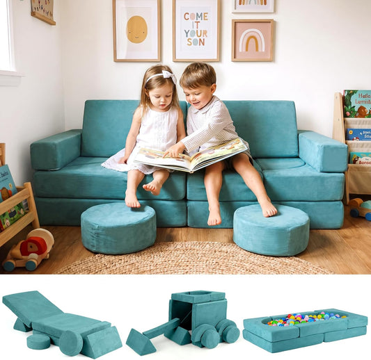 INFANS Sofá modular de juego para niños, 13 piezas de sofá modular...
