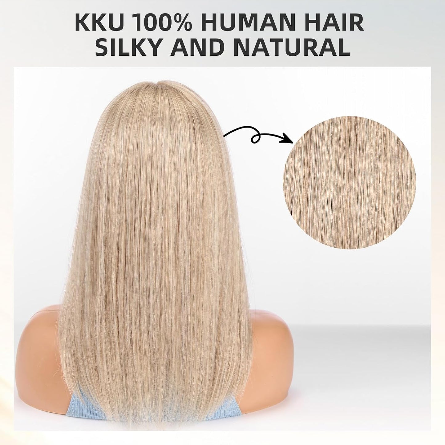 Wear but free KKU - Peluca de cabello humano de 16 pulgadas, peluca...
