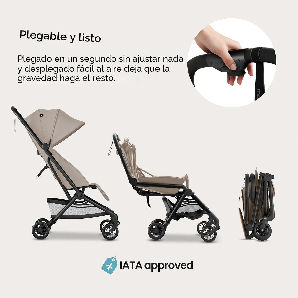 Mompush Velo - Cochecito de viaje compacto plegable con una sola ma...