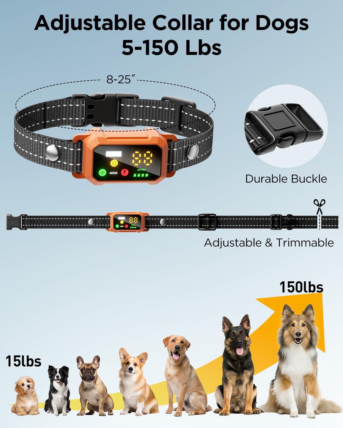 BLACKDOG Collar de entrenamiento para perros, collar de choque para...