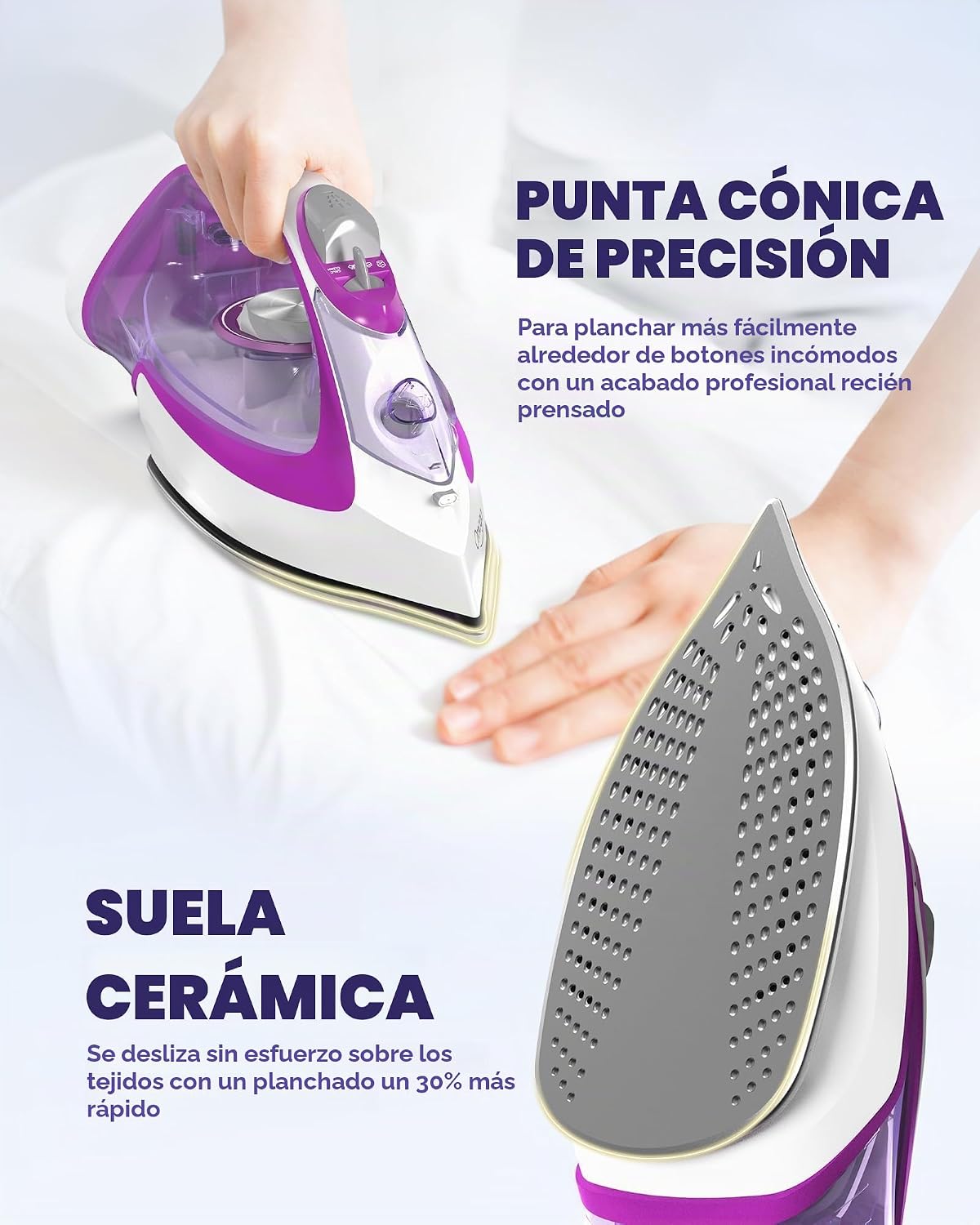 OMAIGA Plancha de vapor para ropa, plancha de 1750 W con calentamie...