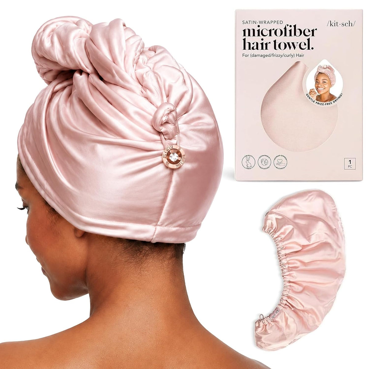 Kitsch Toalla de pelo de microfibra para mujer - Blush | Toallas de...