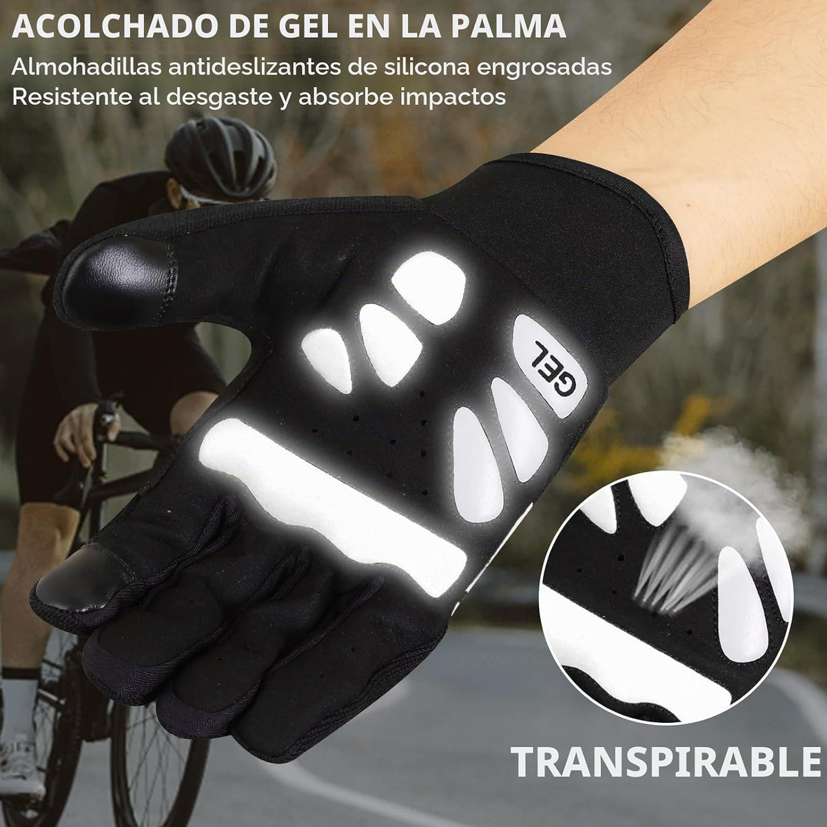 WESTWOOD FOX Guantes de ciclismo para hombres y mujeres, dedo compl...