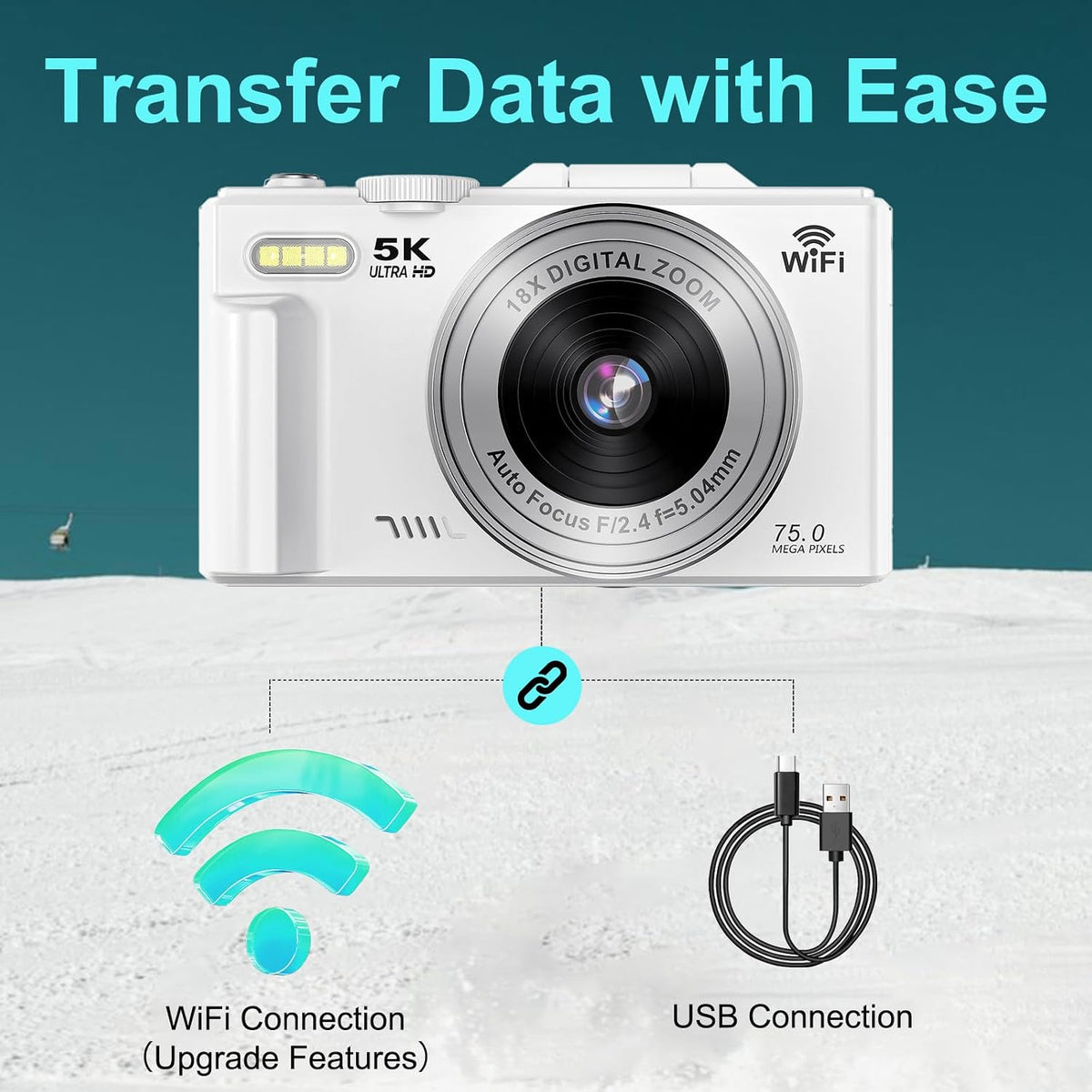Cámara digital de 5K para fotografía - Cámara de videoblogs WiFi de...