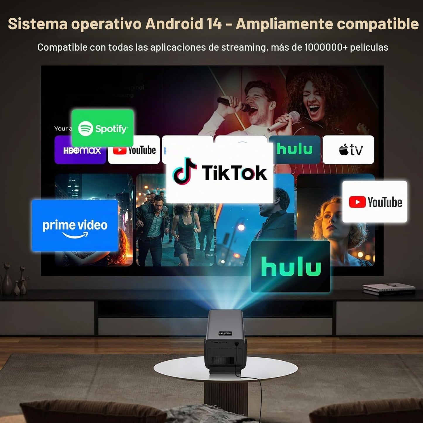 Proyector inteligente X7 2000 ANSI, 1080P nativo, soporte de entrad...